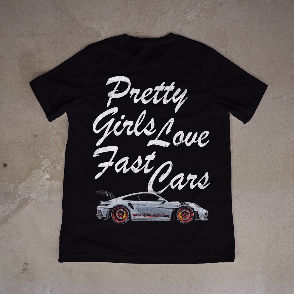 PRETTY GIRLS LOVE FAST CRAS T-SHIRT 7.7 OZ